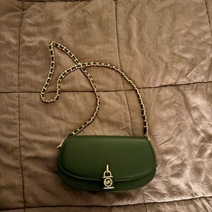 Michael Kors Olive Crossbody Bag with Gold Chain
